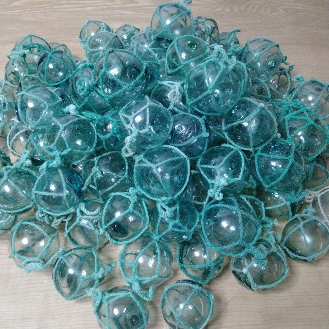 ガラス浮球　浮き玉　ガラス玉　漁具　 １００個セット　網紐付き
