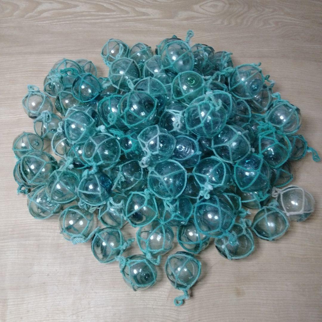 ガラス浮球　浮き玉　ガラス玉　漁具　 １００個セット　網紐付き