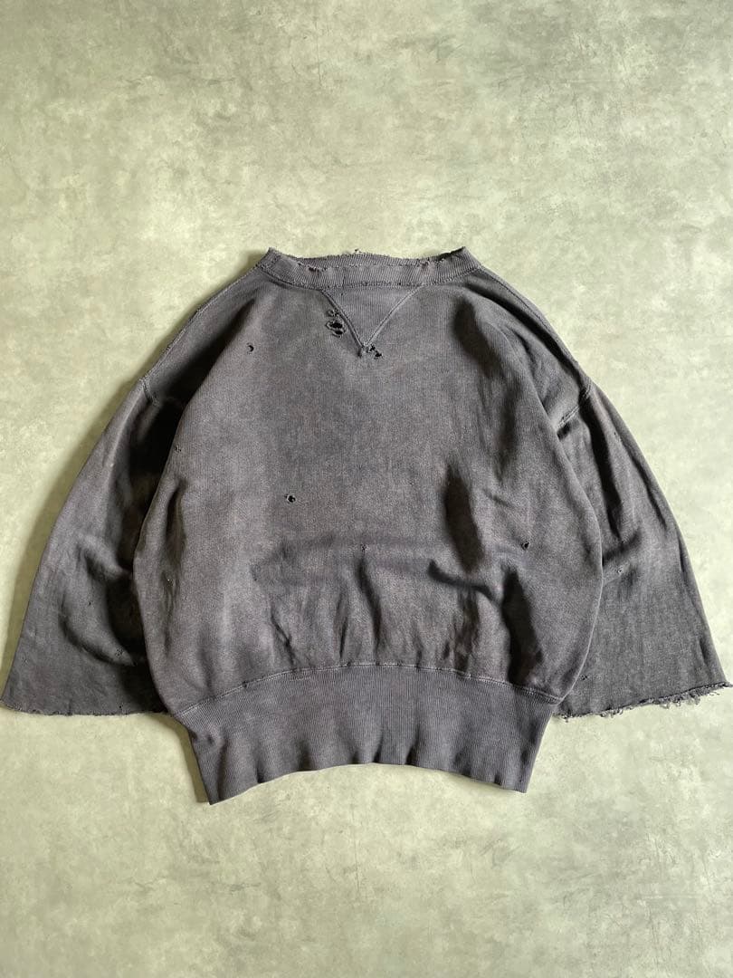 あ*お様 40s 両V ナス紺 スウェット 襤褸