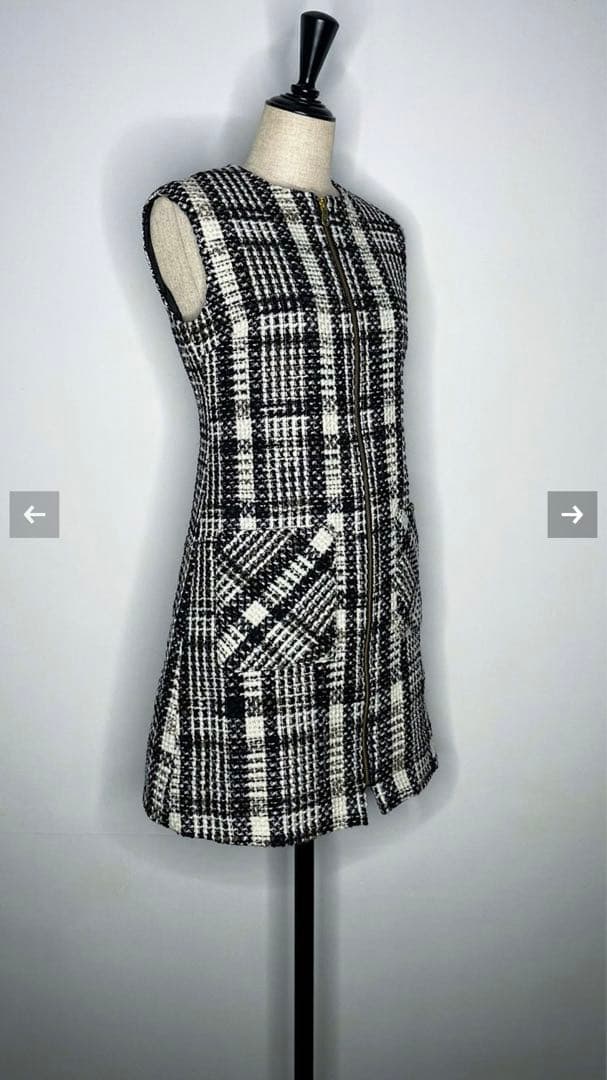 Sheller‪‪❤︎‬フロントZIPツイードドレス