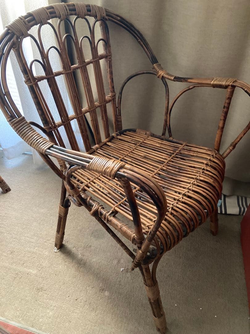 ヴィンテージ ラタン アームチェア2/2個目