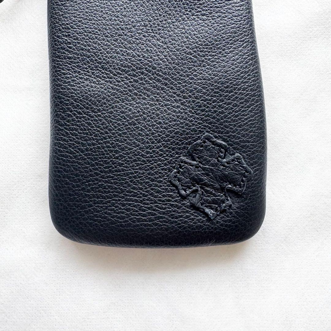 クロムハーツ メガネケース レザー クロスパッチ ダガーファスナー クロス