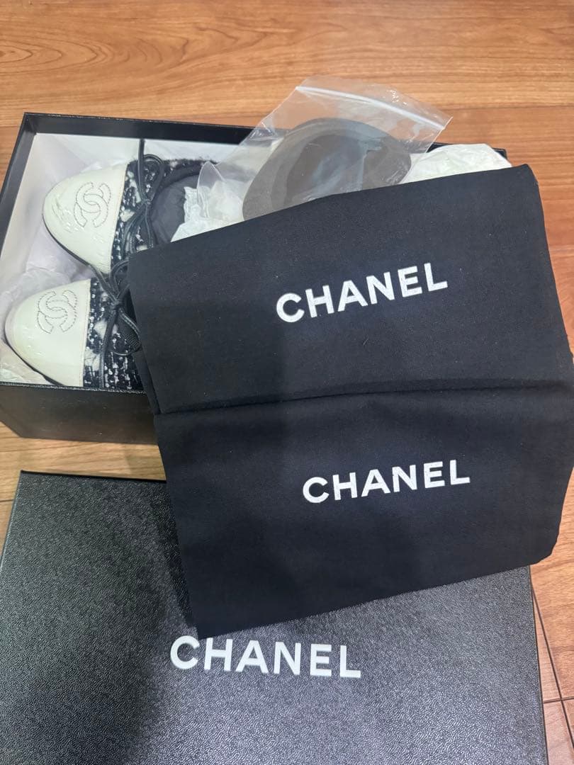 CHANELツイードバレエシューズ靴24