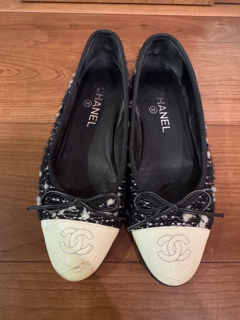 CHANELツイードバレエシューズ靴24