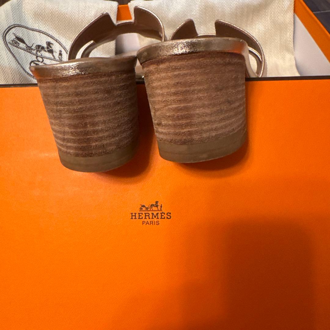 HERMES シルバーサンダル CHAUSSURES D'HERMES