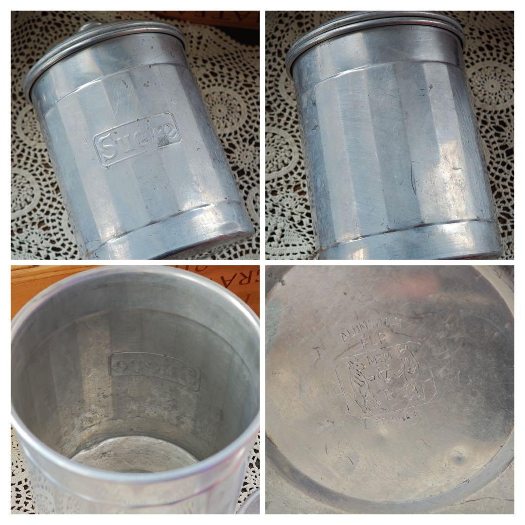 40年代フランスヴィンテージ アルミキャニスター 6点セット　フランス製刻印あり