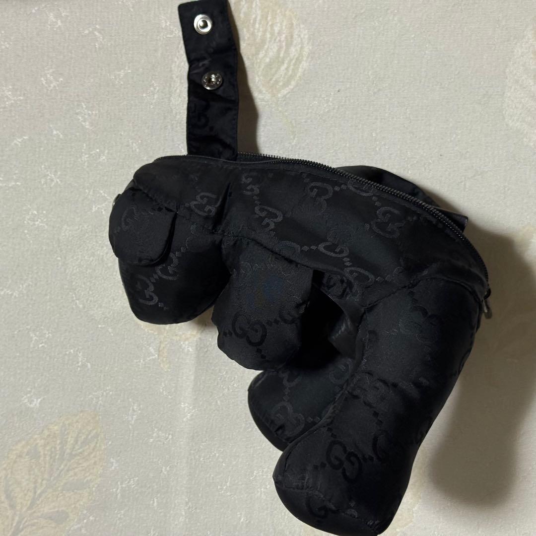 GUCCI ブラック エコバッグ 犬型ポーチ付きクマ