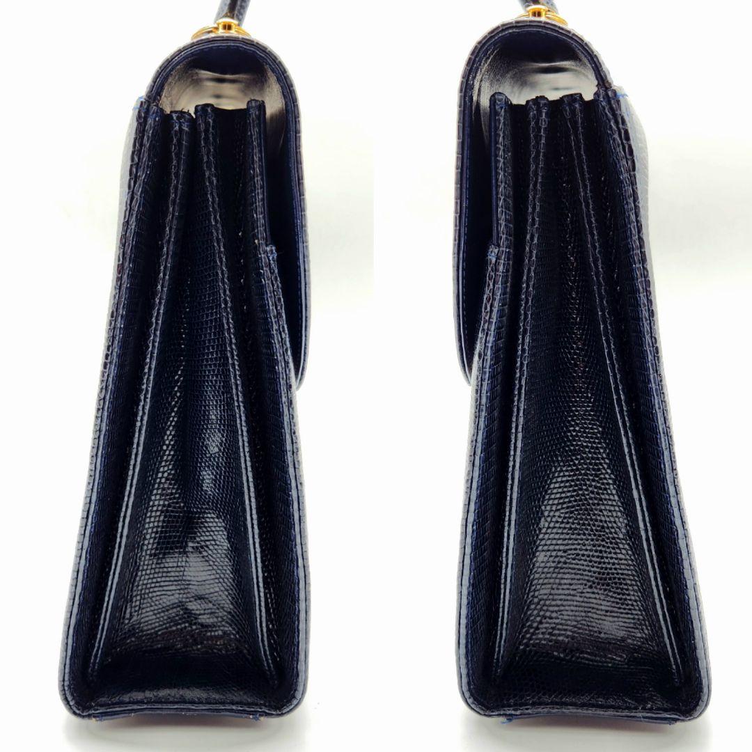 FURDI ITALY リザードレザー ハンドバッグ ネイビー フォーマル