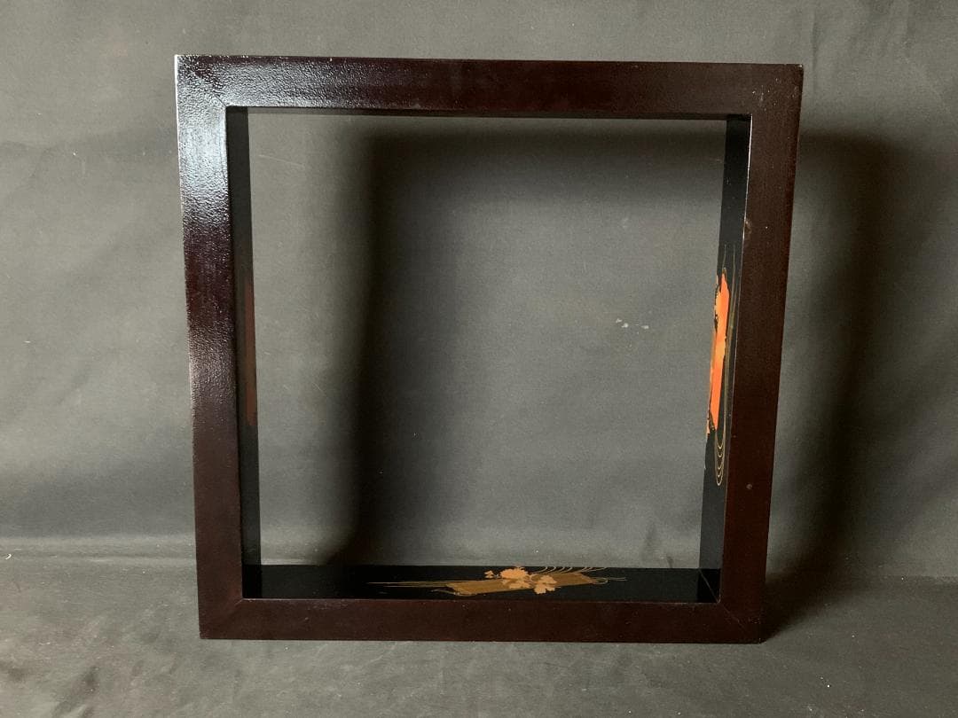 輪島塗 河智製 花筏蒔絵 木製 黒真塗 炉縁 共箱 茶道具 785