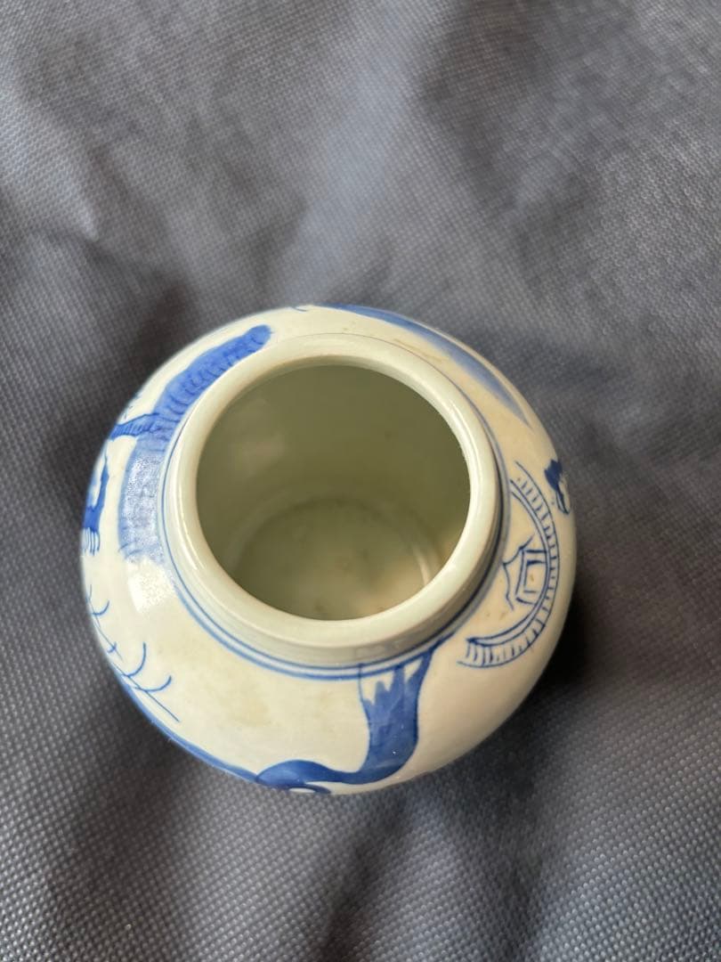 中国古美術品　青花釉裏紅　茶葉罐　人物(岳母刺字) 小壺　茶入　大清雍正年製