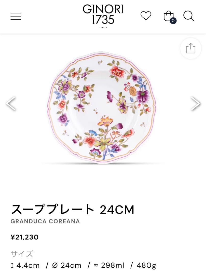 未使用❤️ジノリ❤️グランデューカ❤️深皿　スープ皿　パスタ皿　24センチ　ペア