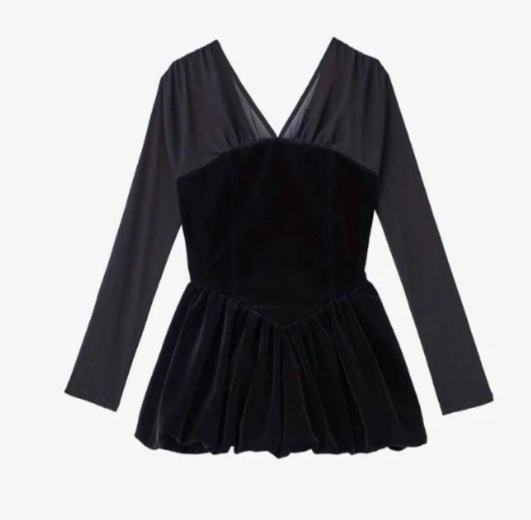 polaura ポローラ　ベロアビスチェバルーントップス