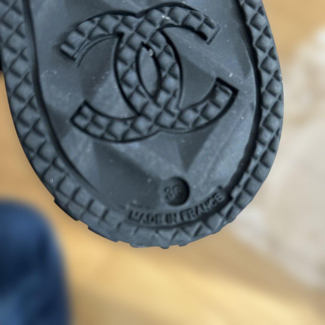 CHANEL ブラウン&ブラック 長靴・レインブーツ23