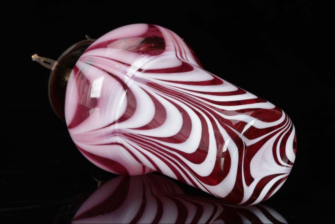 け*ん様 吊りオイルランプ 明治～大正期 乳白ガラス傘 マーブルピンク模様オイル