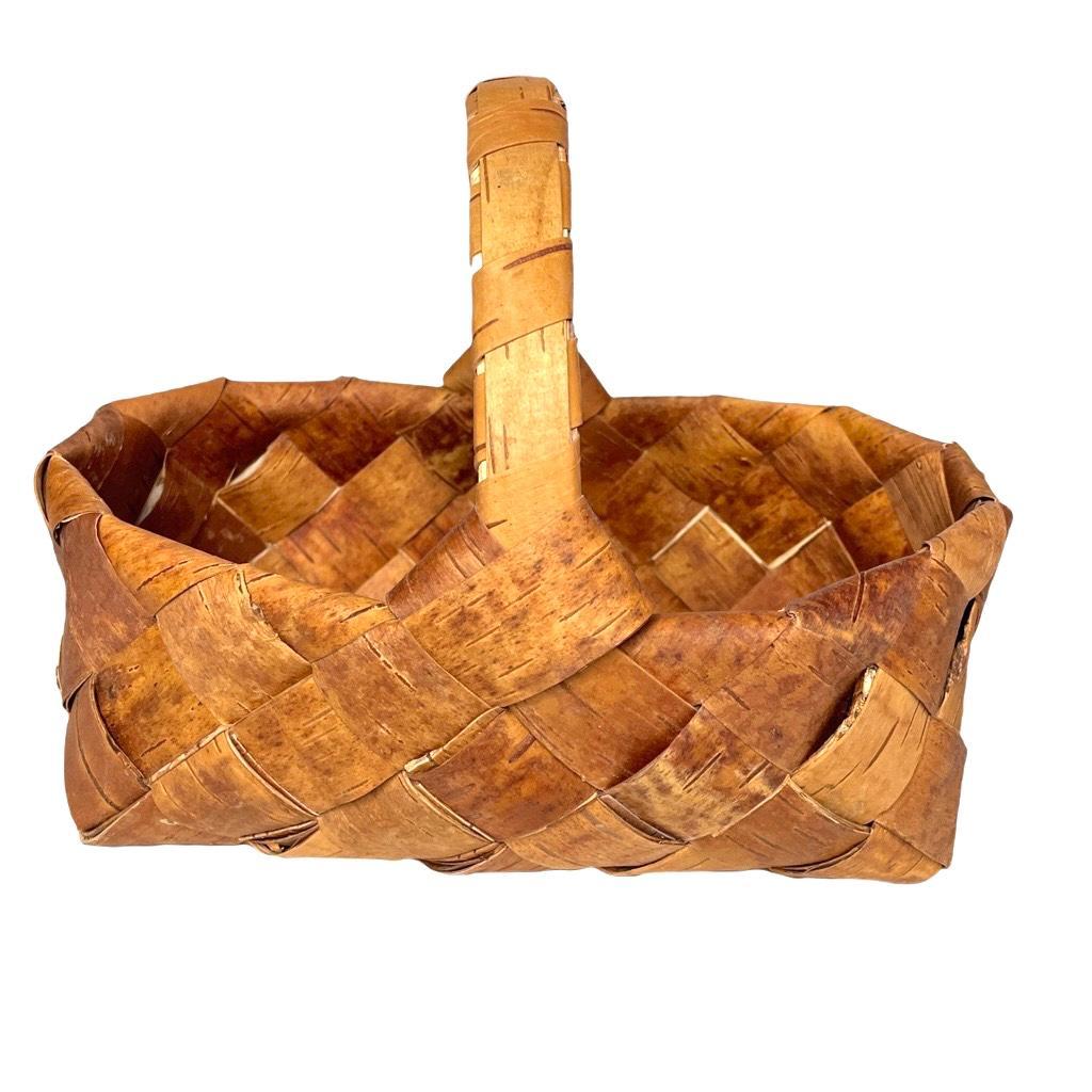 【保管品】白樺のバスケット（かご）／横21.5cm×奥行16cm／フィンランド製