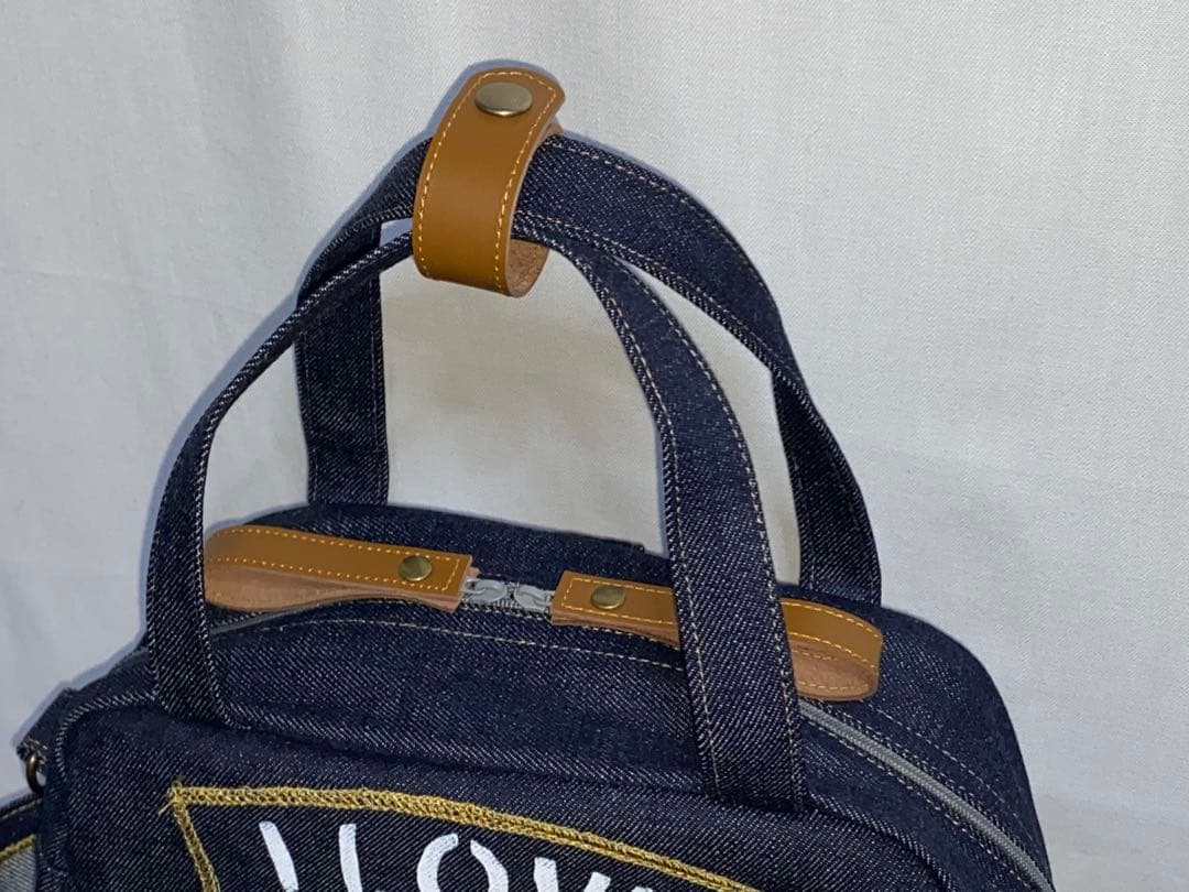 ☆ハンドメイド☆岡山デニム☆豚☆ブタさん☆リュック対応☆4wayボストンバッグ