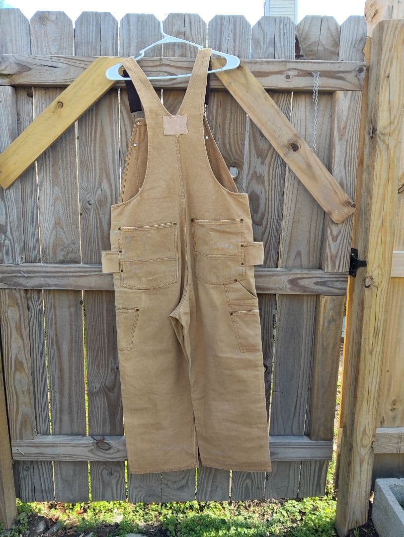 オーバーオール　ダブルニーカンガルーエプロン付き