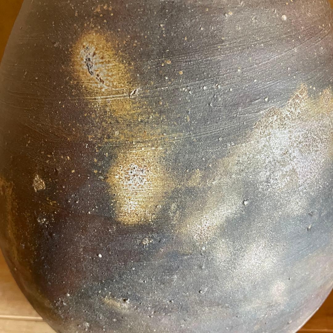 備前焼　伊勢崎淳　壷　大　高さ30㎝　共箱付き　人間国宝　古物　22.10.23