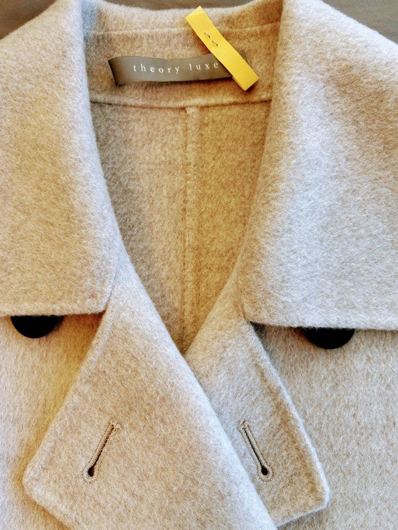 美品 セオリーリュクス theory luxe カシミヤ混ピーコート ベージュ