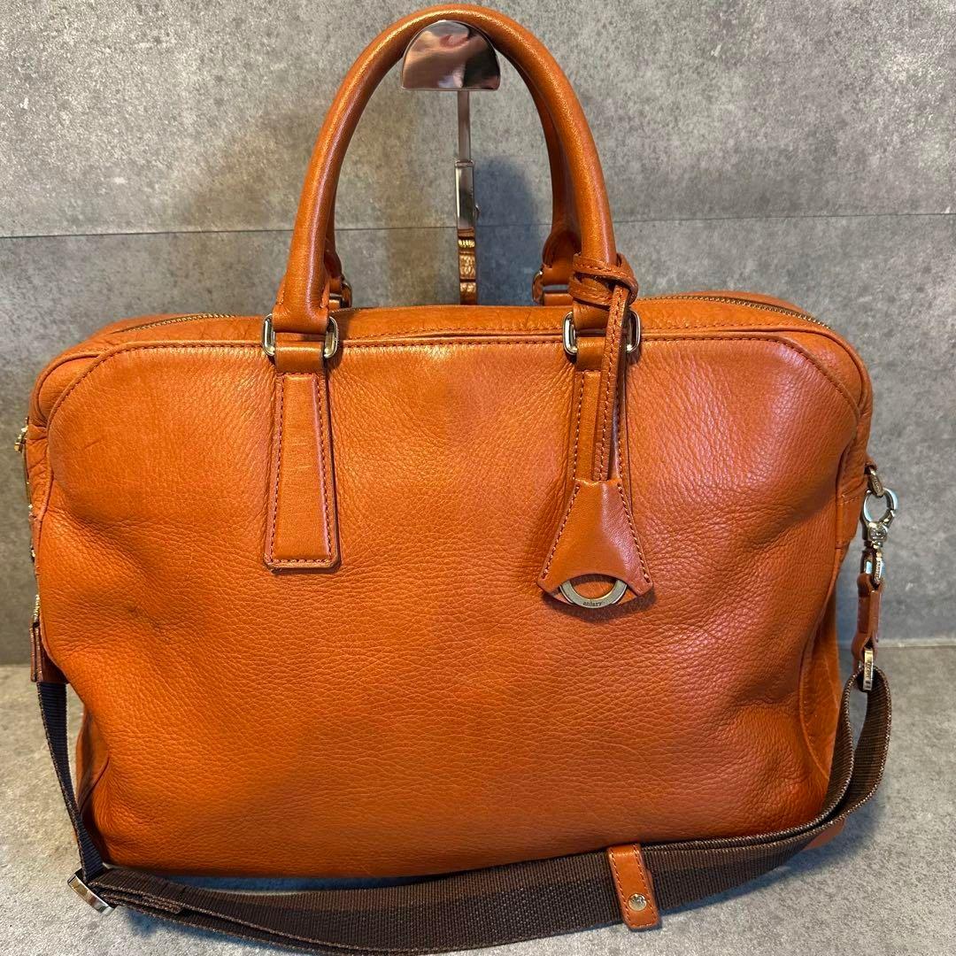 アニアリ　ビジネスバッグ　2way ショルダー　キャメル