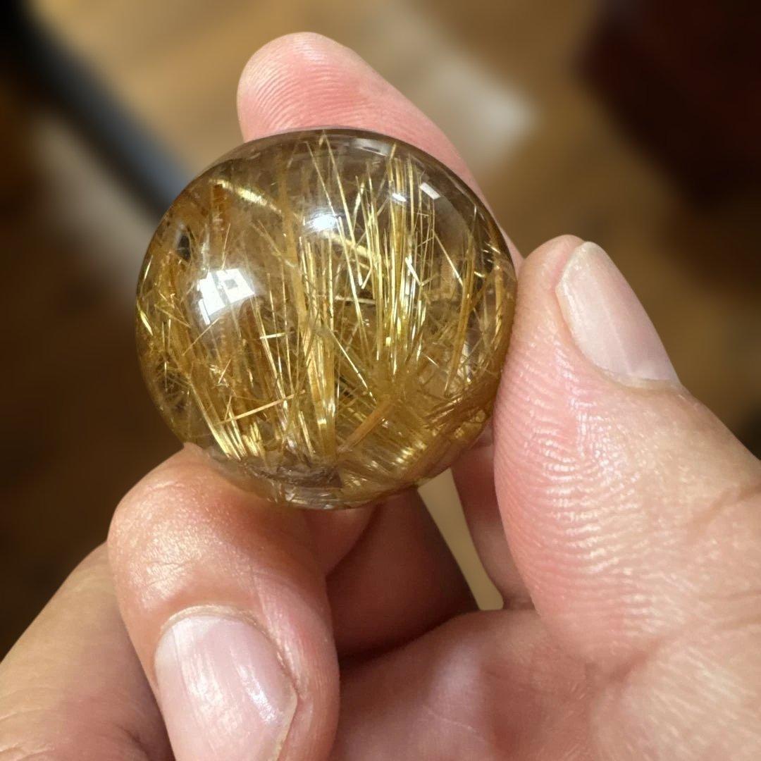 【極上品】ゴールドルチルスフィア　丸玉　クリア