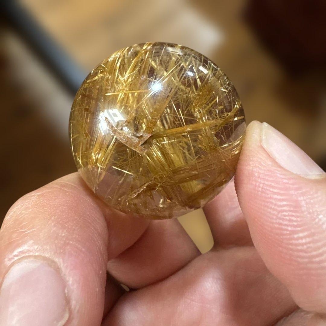 【極上品】ゴールドルチルスフィア　丸玉　クリア