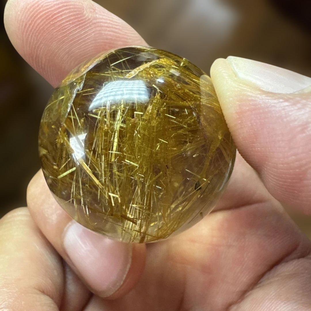 【極上品】ゴールドルチルスフィア　丸玉　クリア