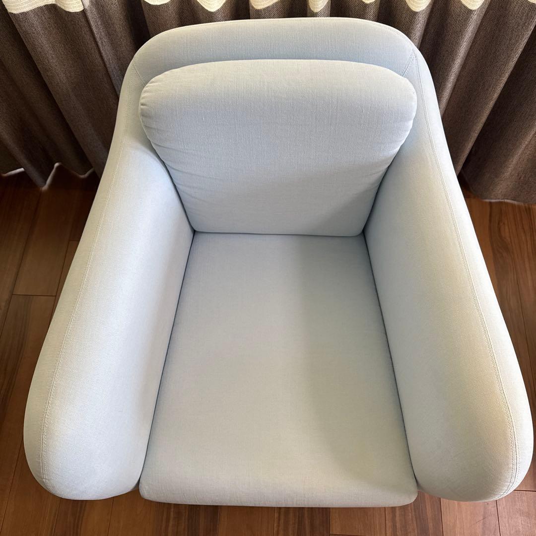 IDEE イデー ミラーソファ 1人掛け／ナチュラル×北欧デザイン/水色