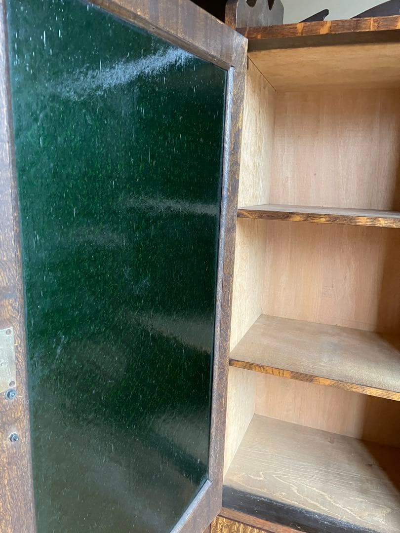 すりガラス アンティーク 昭和 レトロ キャビネット 食器棚 収納棚 本棚