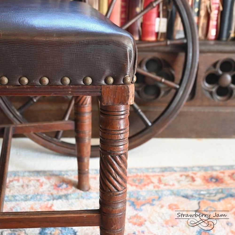 ふ*が様 L3710-2-4 英国アンティーク レザー ダイニングチェア キッチ