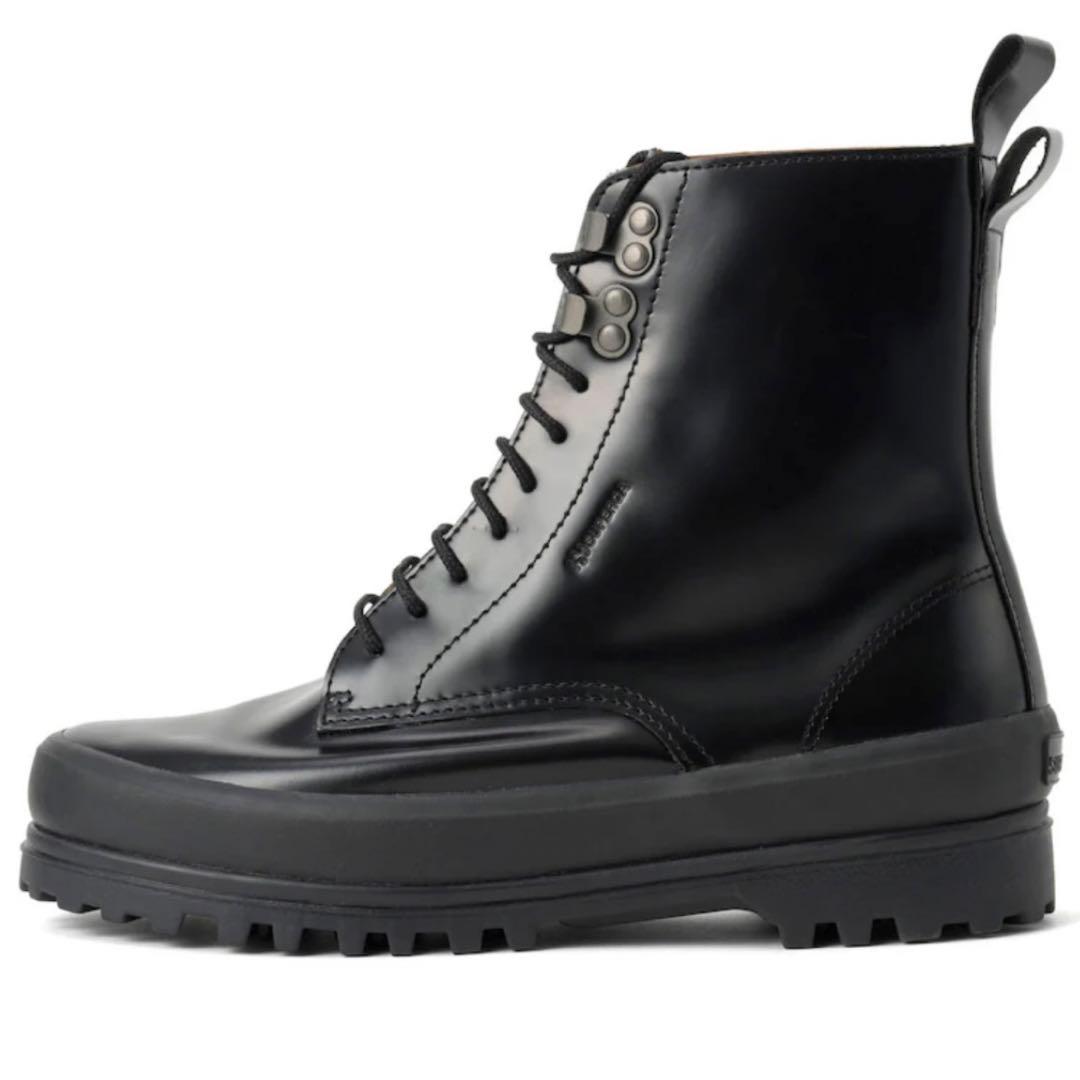 新品　SUPERGA アルピナ　ボックスレザー　ブーツ　3341 ブラック　黒