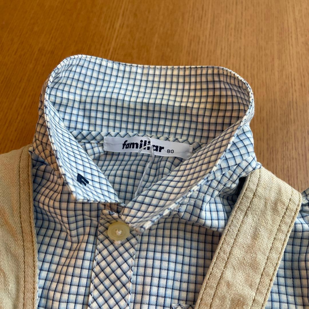 ファミリア　80cm オーバーオール　シャツ　チャーム　セット　新品タグ付き