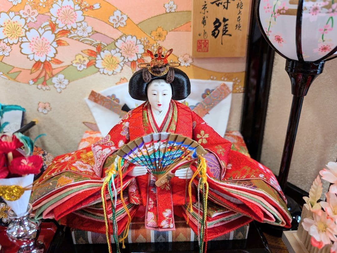 雛人形 壽雛 京甫作 ガラスケース 桜 親王飾り 雛飾り ひな祭り おひなさま