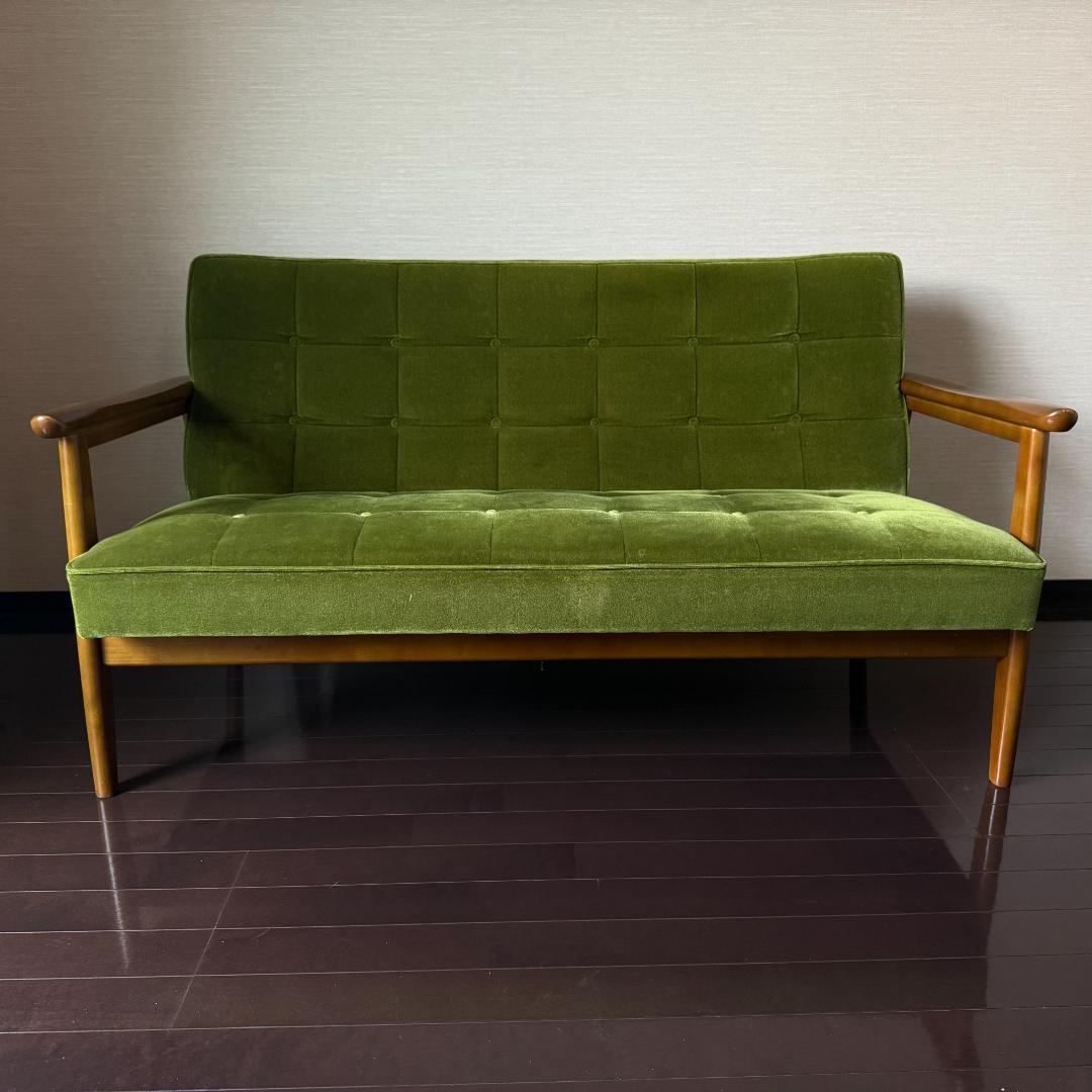 カリモク60 Kチェア 2シーター モケットグリーン ソファ karimoku