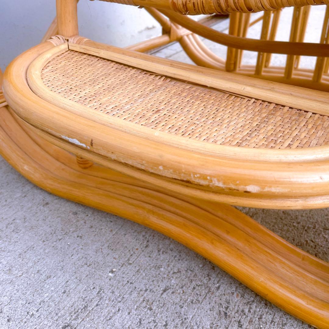 【送料無料】 ラタン リクライニングチェア テーブル マガジンラック オットマン