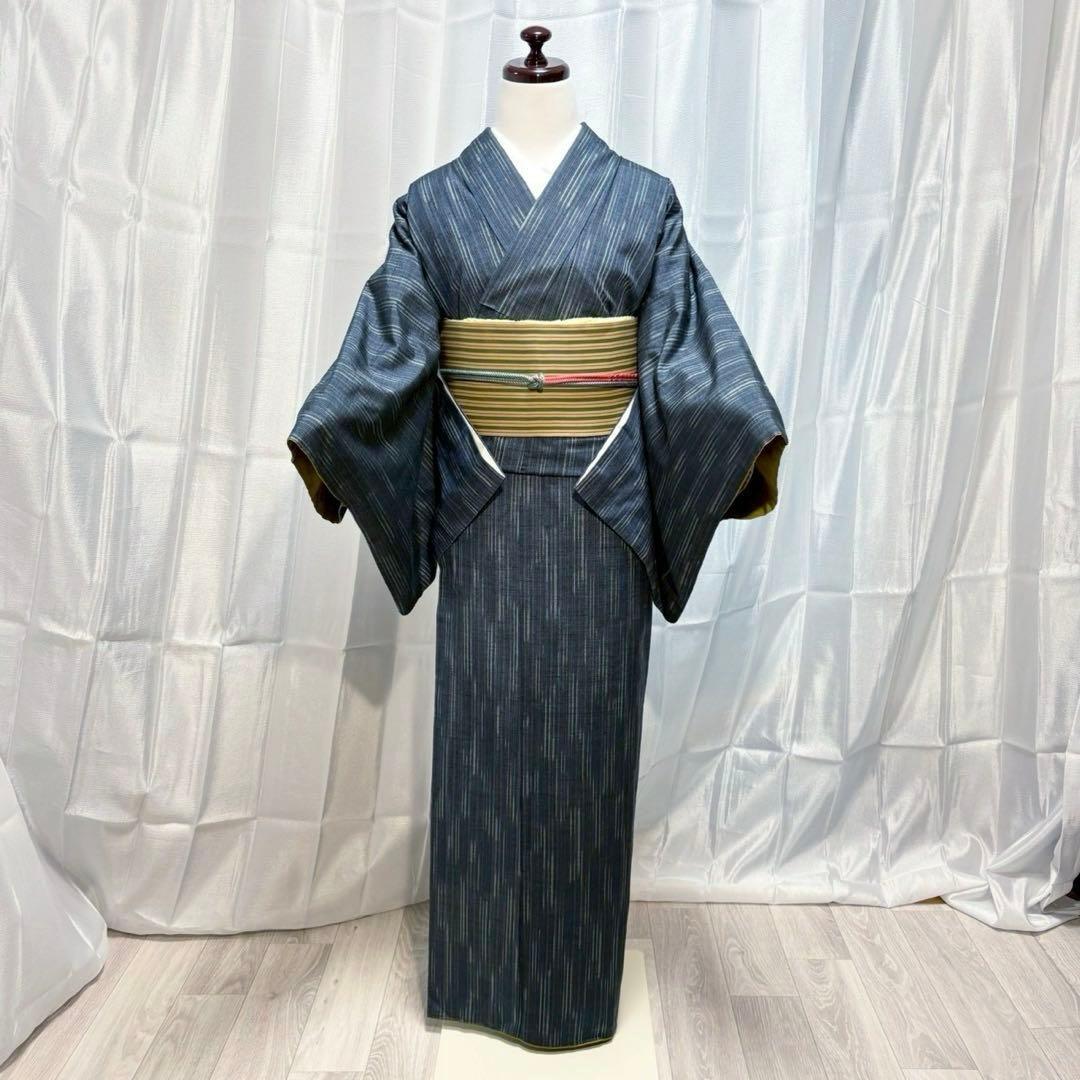 正絹　紬　十日町紬風　小紋　フルセット　着物専門店扱い　まるやま　フ9988