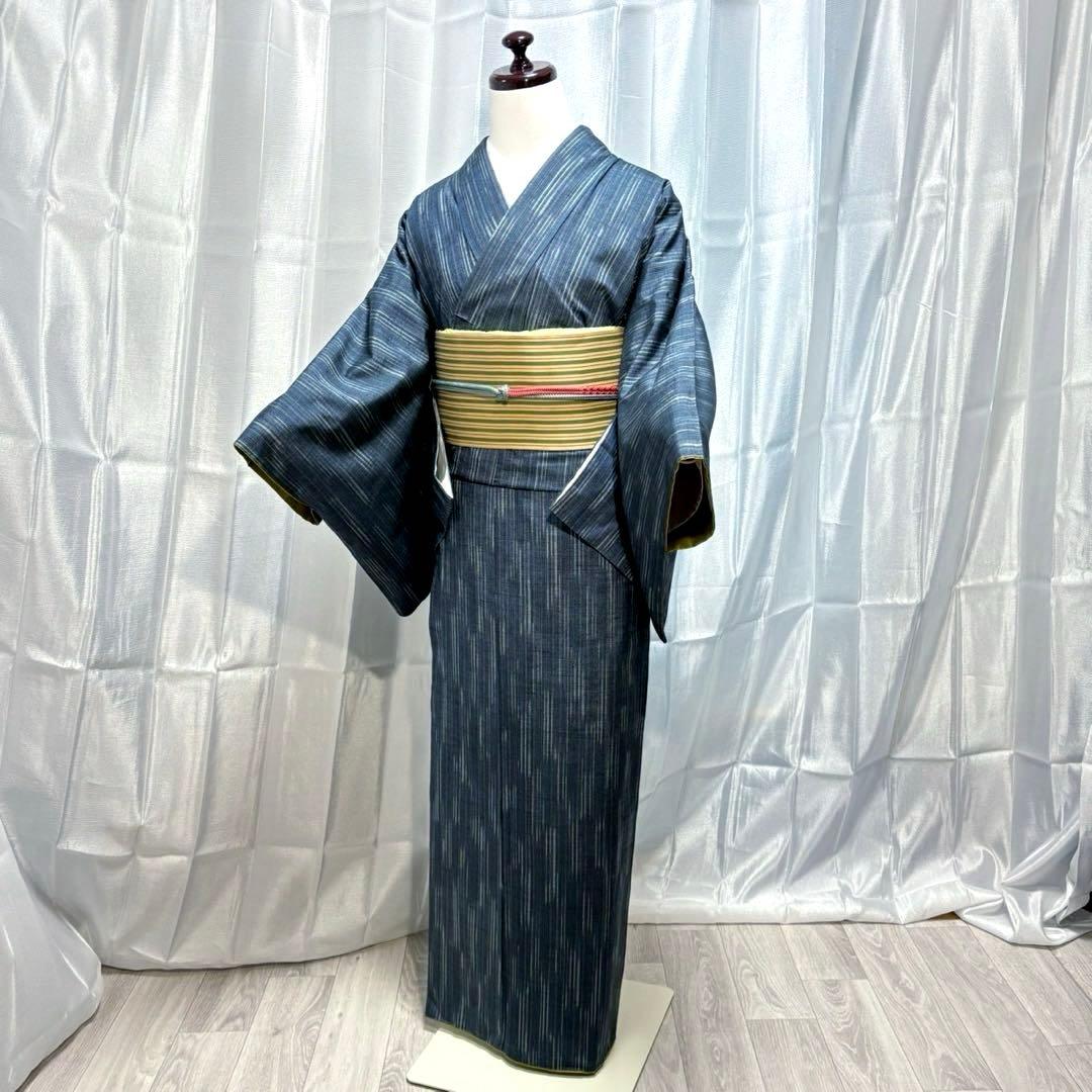 正絹　紬　十日町紬風　小紋　フルセット　着物専門店扱い　まるやま　フ9988