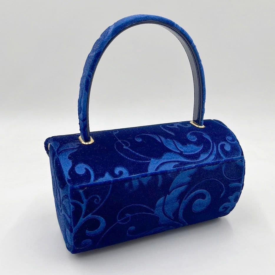 ベルベット　ブルー　振袖バッグ草履セット