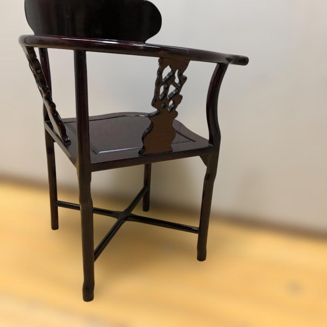 唐木調 隅椅子 コーナーチェア 中国家具 和室 床の間 飾椅子 260207-4