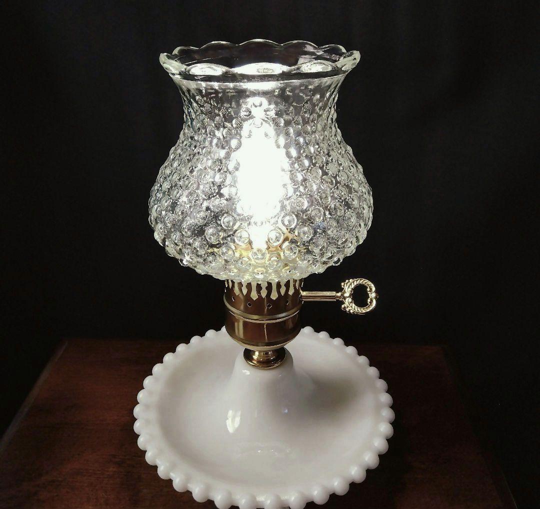 ヴィンテージ ホブネイル クリアガラス テーブルランプ レア