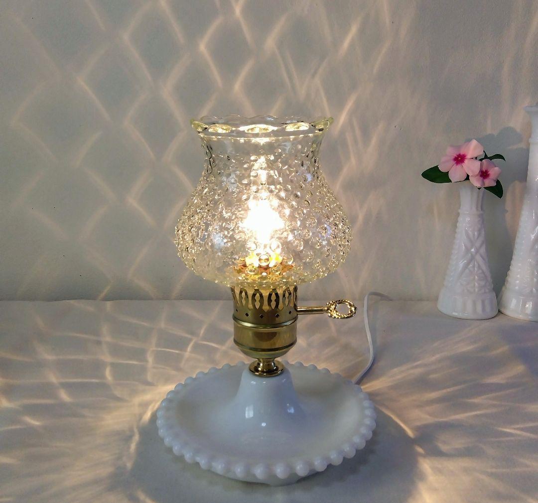 ヴィンテージ ホブネイル クリアガラス テーブルランプ レア