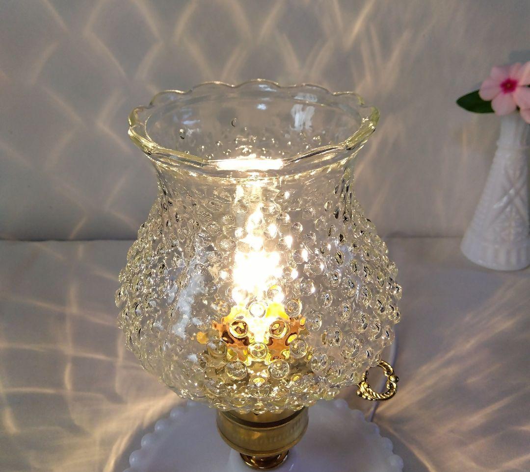 ヴィンテージ ホブネイル クリアガラス テーブルランプ レア