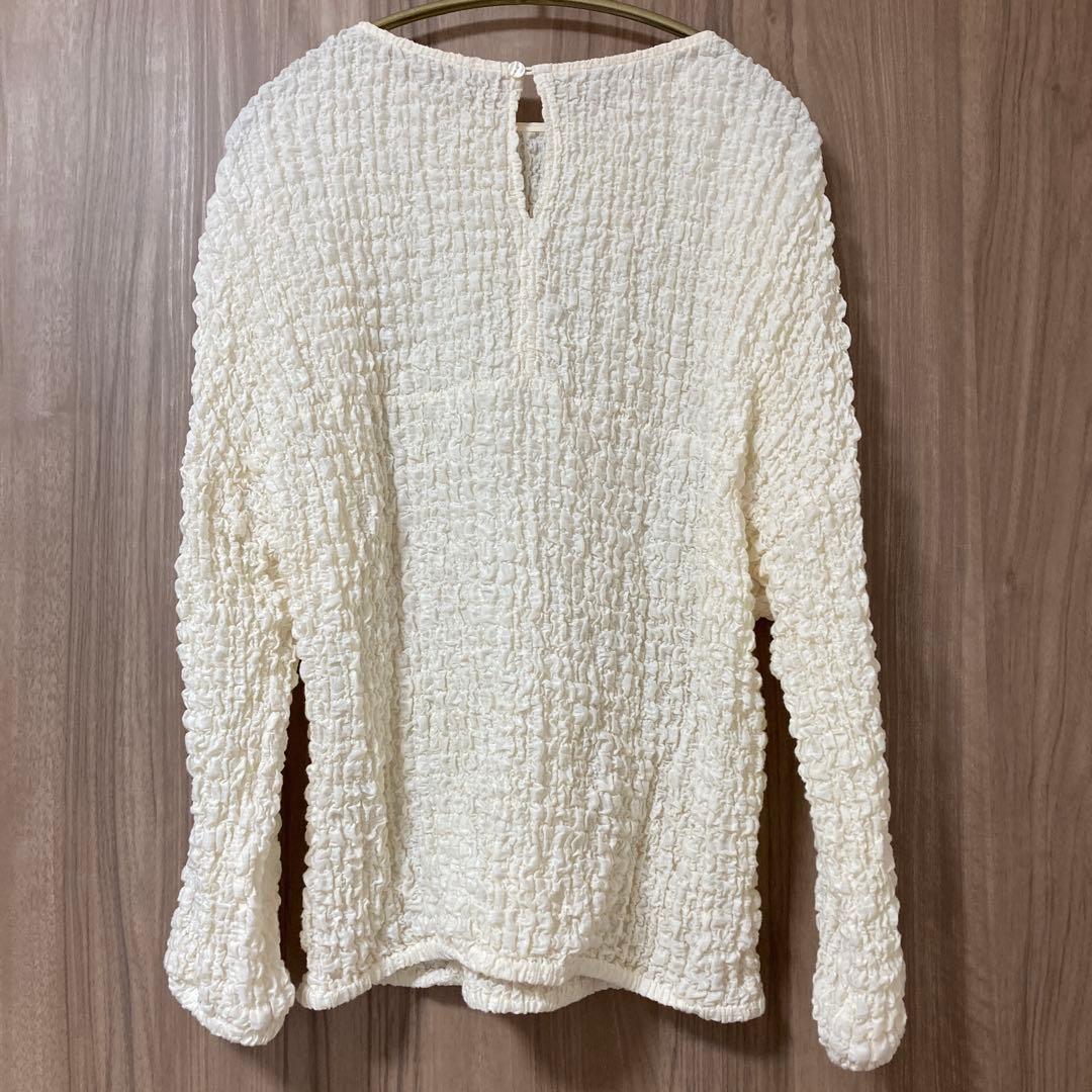 ナインアール rrrrrrrr オーガニックコットンシュリンクレースブラウス　M