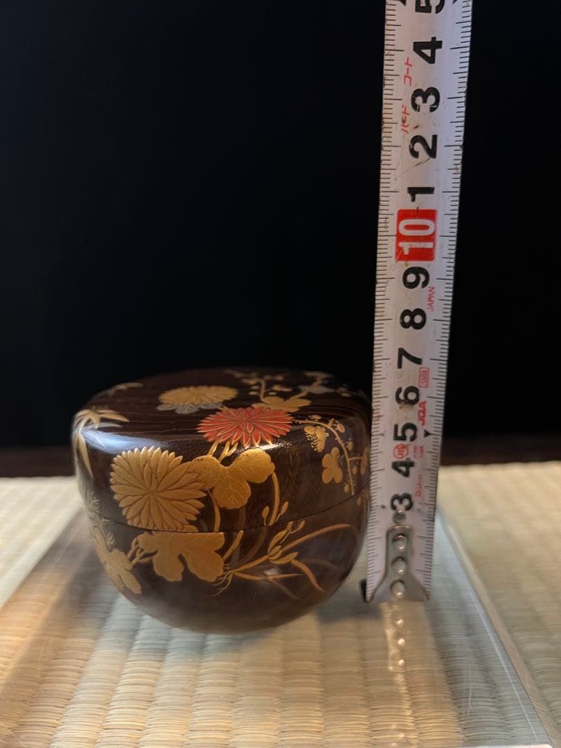 金箔装飾 木製 茶道具 棗　骨董　金蒔絵　共箱 香合 茶碗