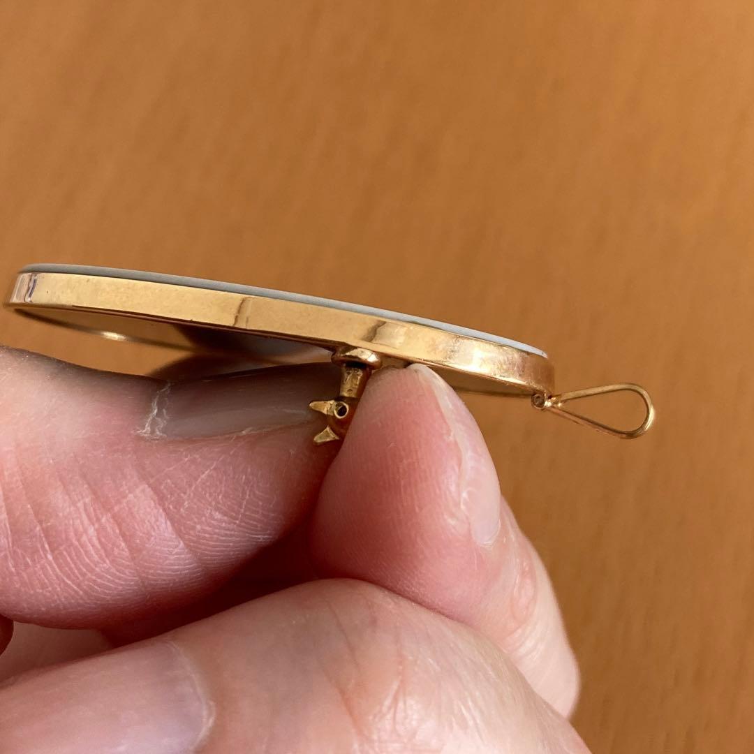 K18 カメオ　少女　ブローチ兼ペンダントトップ