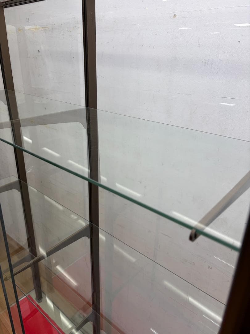 日本アルミ　ガラスショーケース　店舗用　キャスター、照明付き