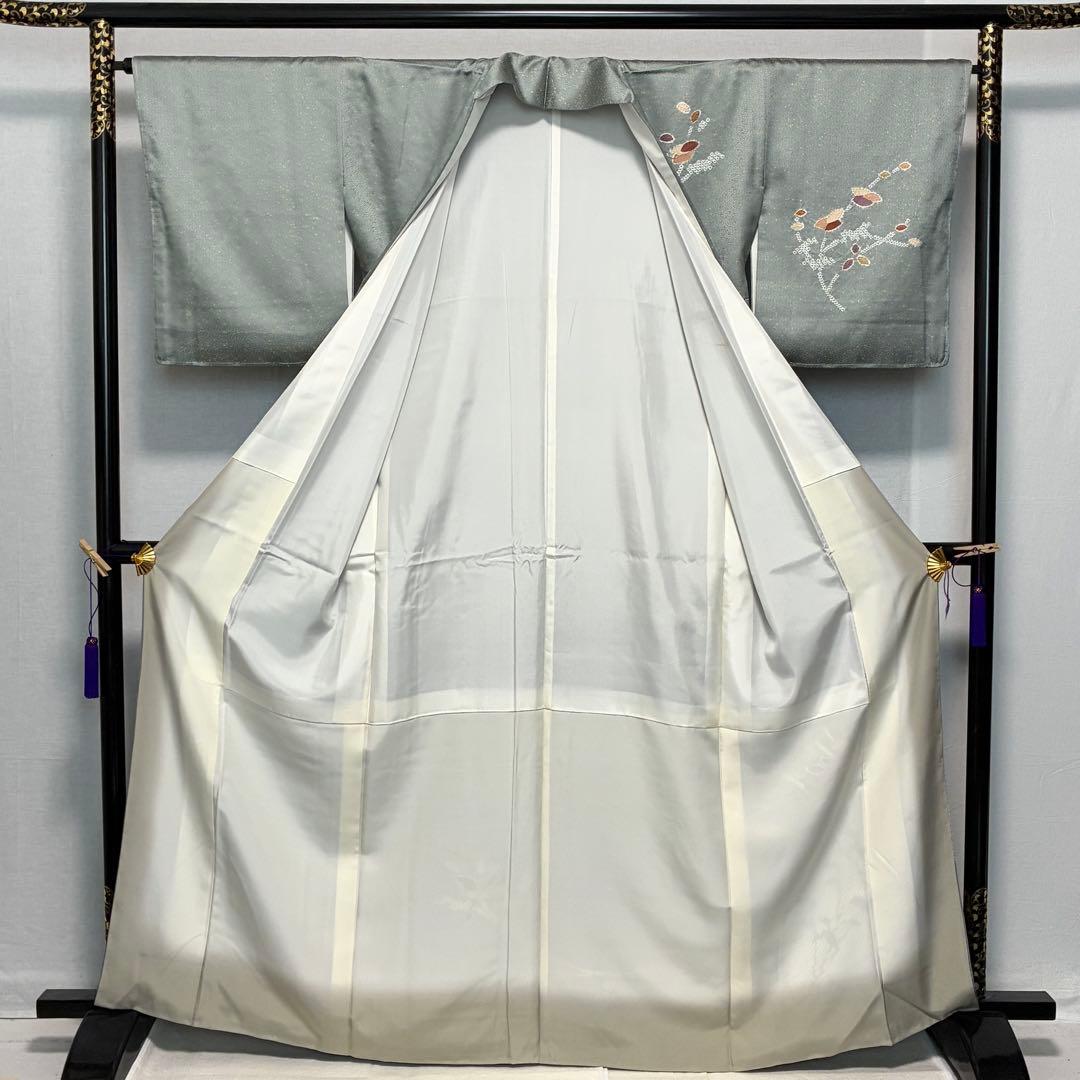 D172 訪問着　絞り　金駒刺繍　正絹　着物　袷　しつけ糸付き未使用極美品