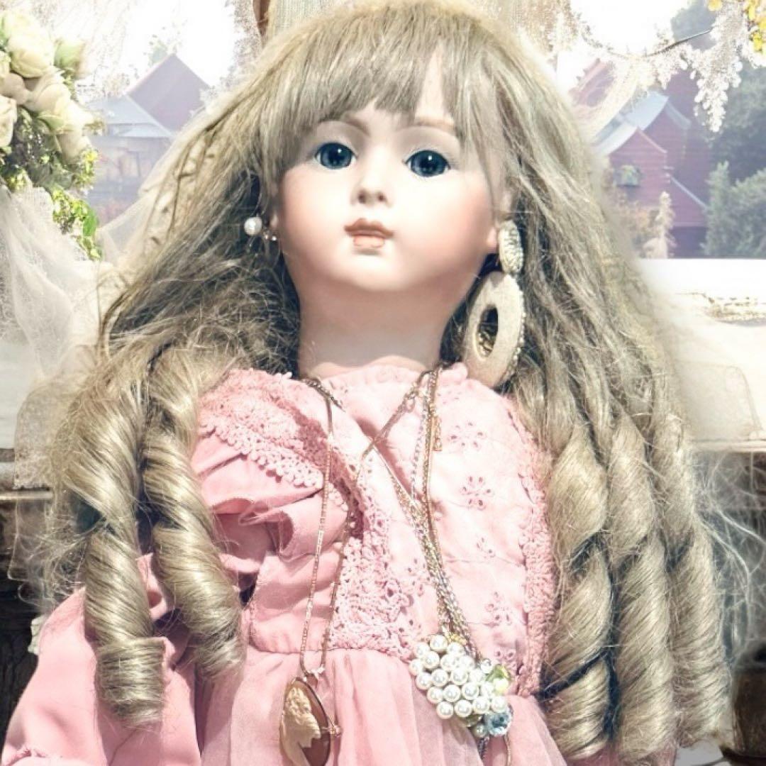 ビスクドール ロングフェイス ジュモー 作家様 ワンピース ドレス ボネ アクセ