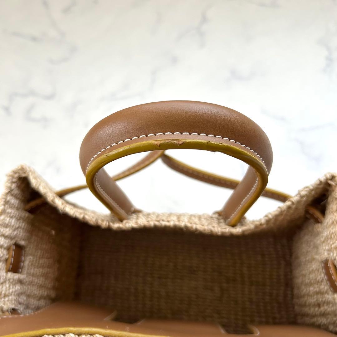 人気カラー✨SEA シー かごバッグ ハンドバッグ ブラウン レザー S