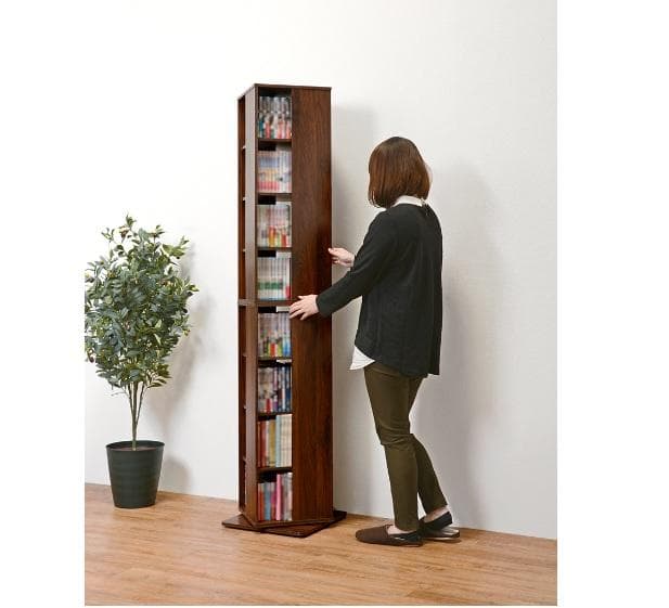 回転式【マガジンラック】大容量！ コミックラック 本棚 収納 スリムラック